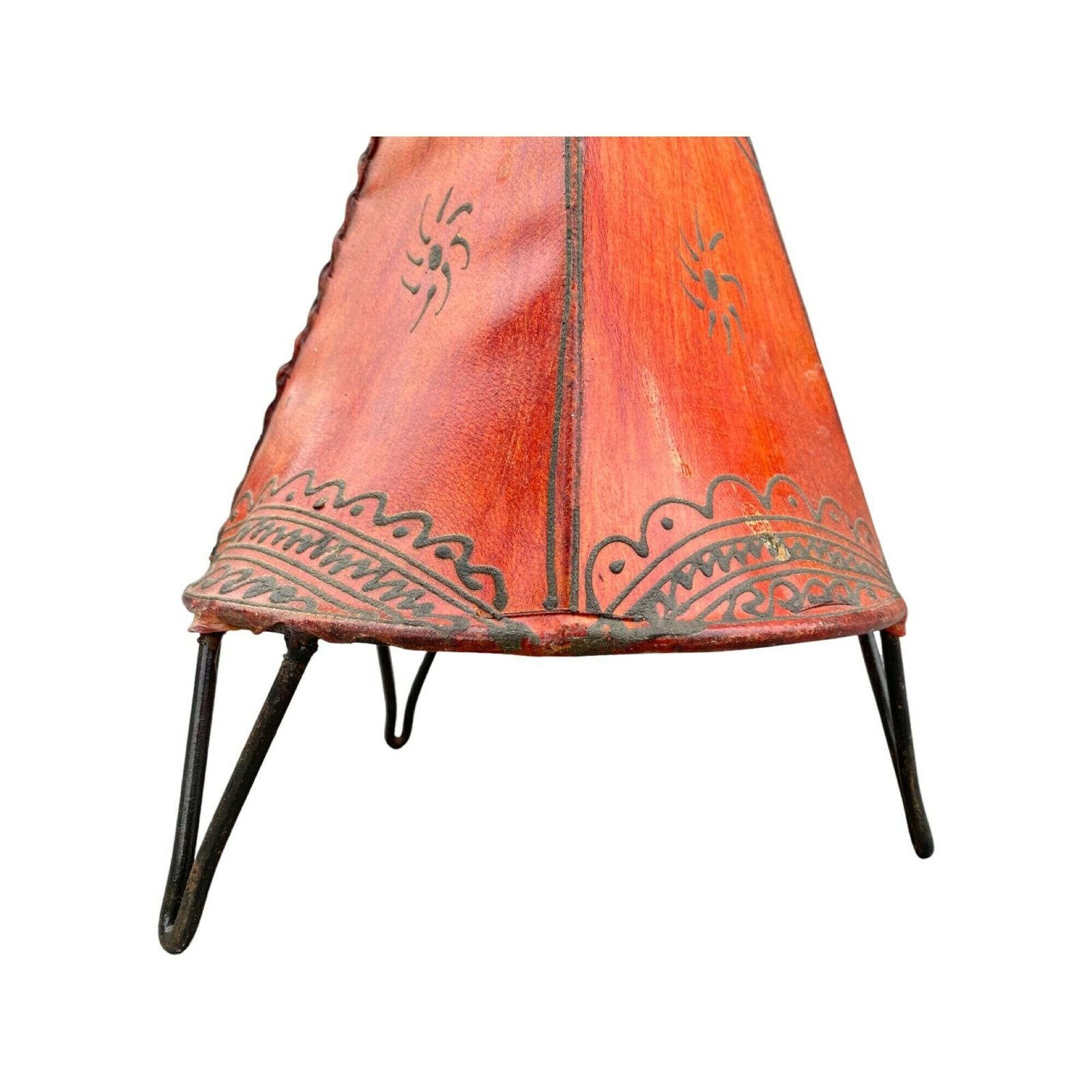 Oriental Lamp Vintage   Made From Orange Leather   Vintage Henna Floor Lamp | Hand Painted photo vintage