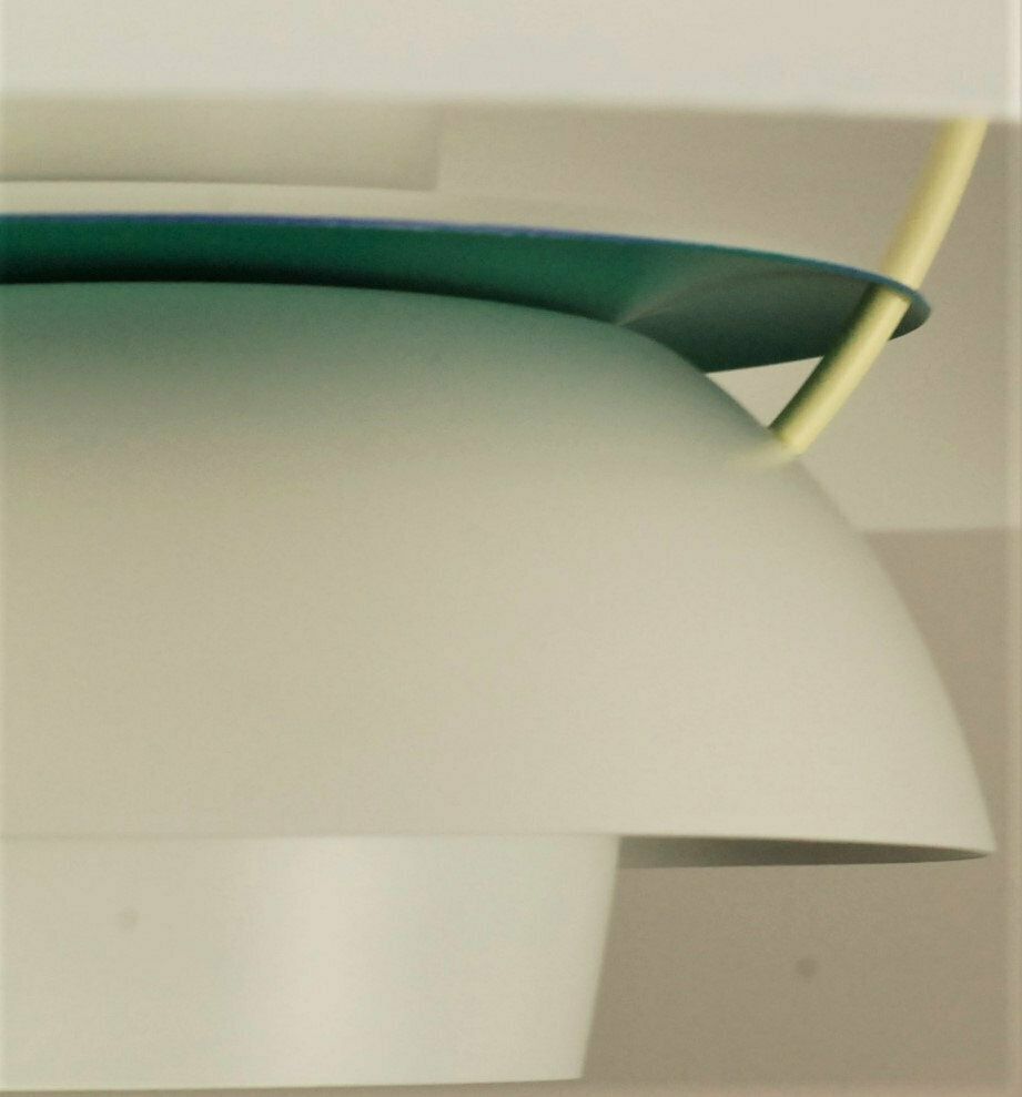 Louis Poulsen Ph5 Pendant Light   Design By Poul Henningsen | 'White With Turquoise Anti Glare Ring' photo 950.0