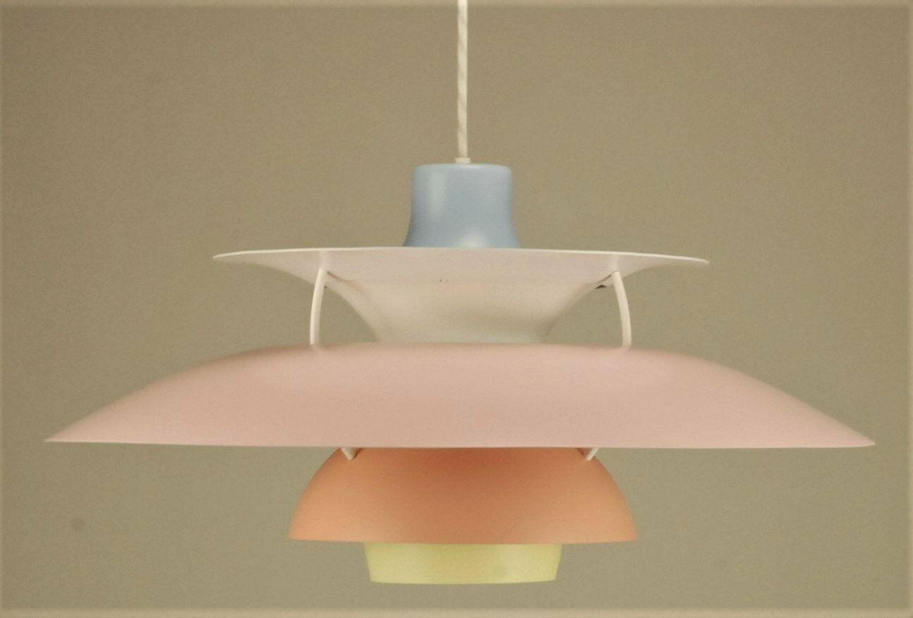Louis Poulsen Ph5 Pendant | Vintage 1970's 'Pastel Blue/Pink/Peach/Yellow' photo Lighting