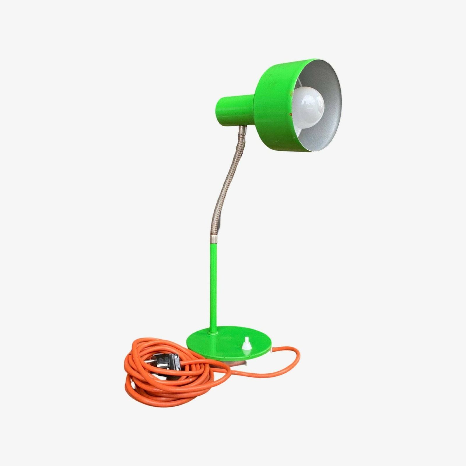 Old Green Industrial Table/Desk Lamp 1940s, 1950s | Mid Century Modern Desk Lamp With Zon/Off Switch And 16 Foot/5 Meters Long Cable