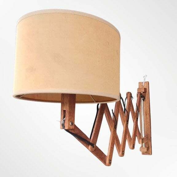 Danish Wooden Telescopic Wall Sconce Light | 1970s Mid Century Teak Wood Scissor Lamp | Made In Denmark | Scandinavian Designer Scissor Lamp