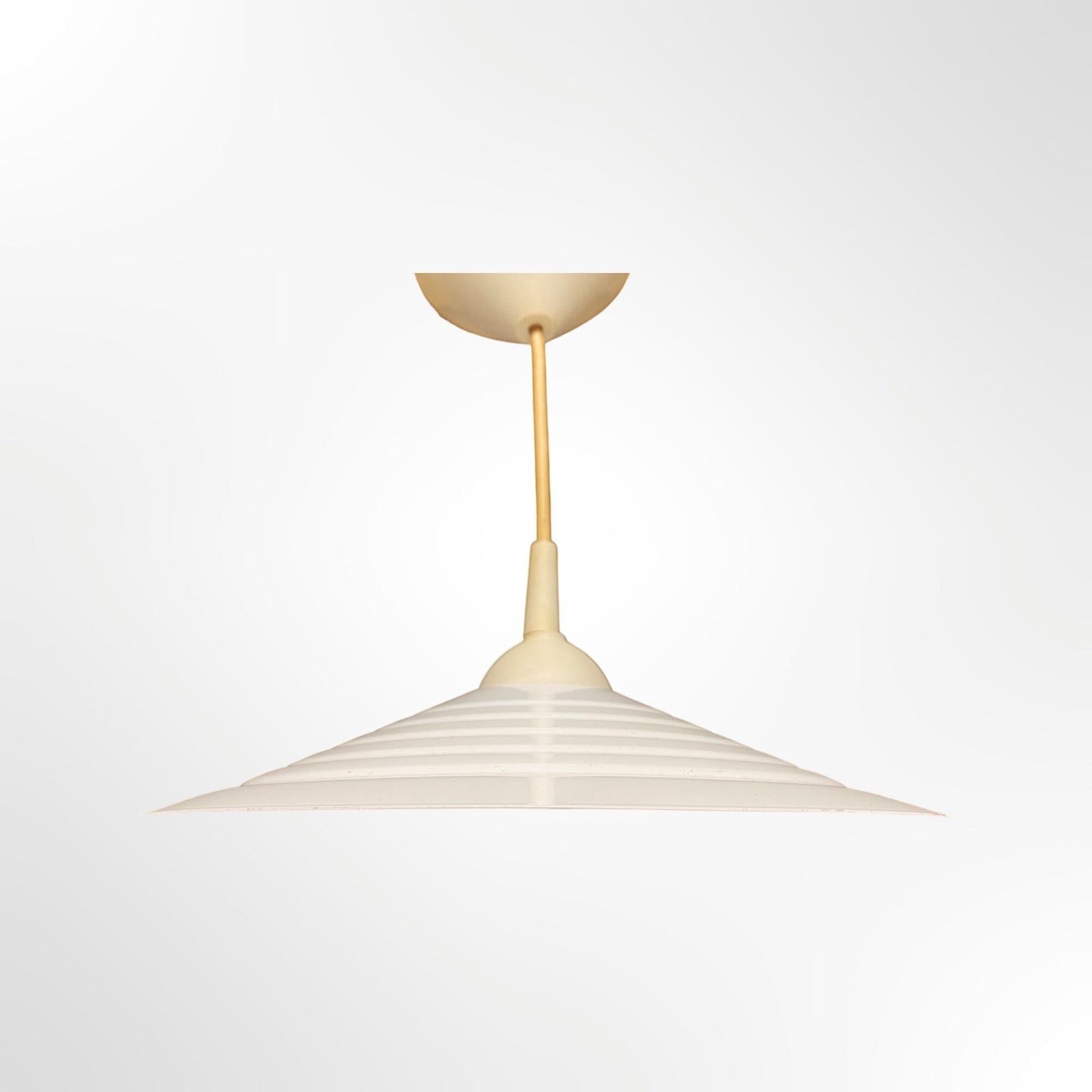 Vntg Danish Design 'Happy Light' | Mid Century Metal Pendant Light | White Steel Hanging Lamp Made In Denmark | Midcentury Danish Modern 60s