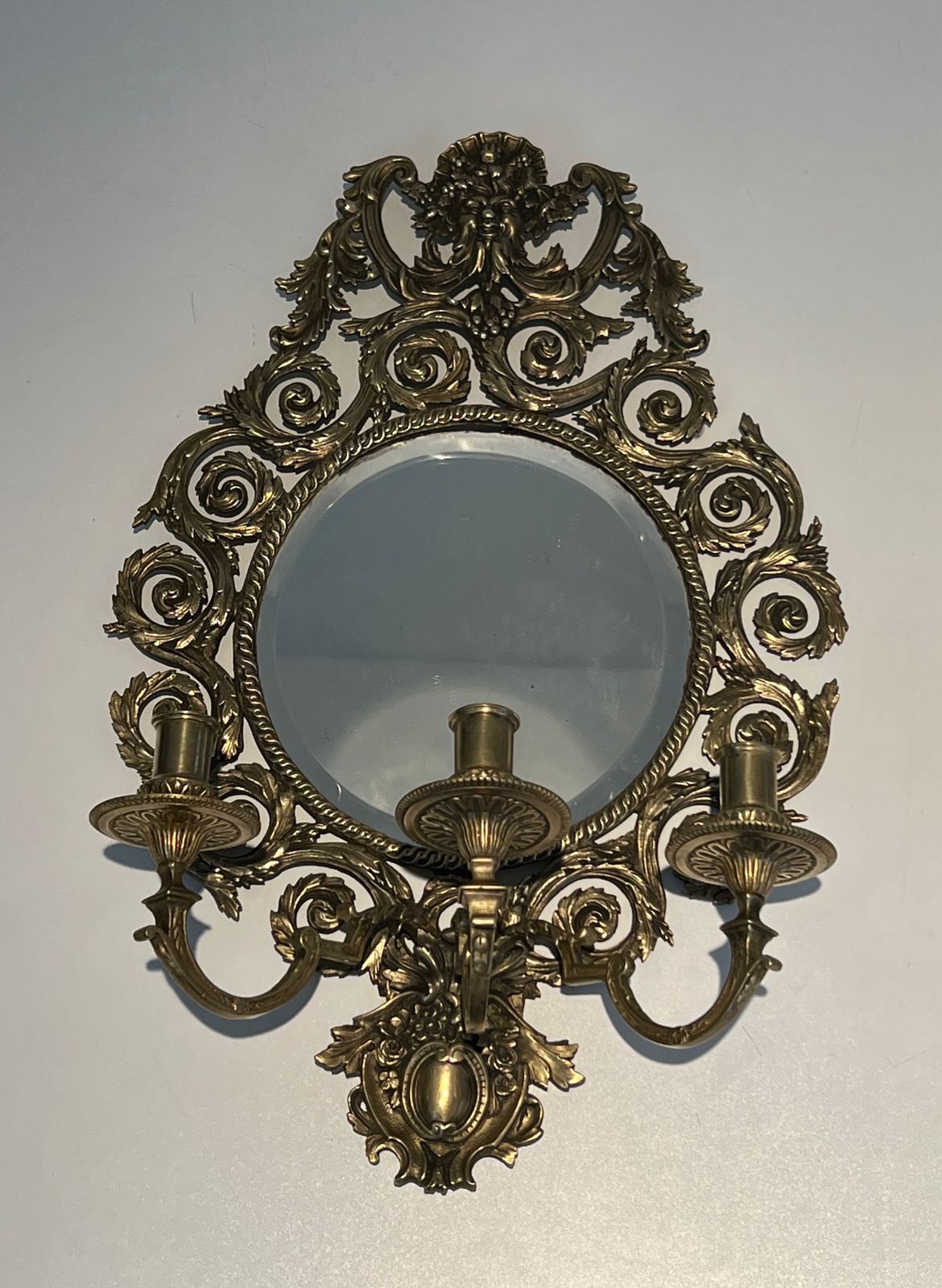 Important Pair Of Louis XIV Style Sconces In Bronze And Mirror photo 2200.0