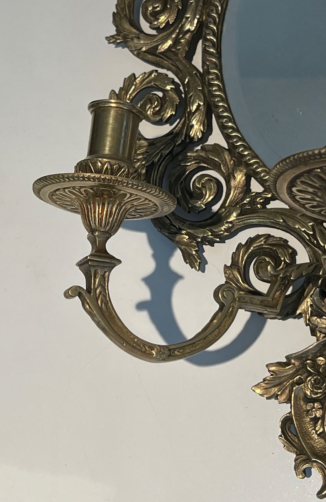 photo furniture Important Pair Of Louis XIV Style Sconces In Bronze And Mirror