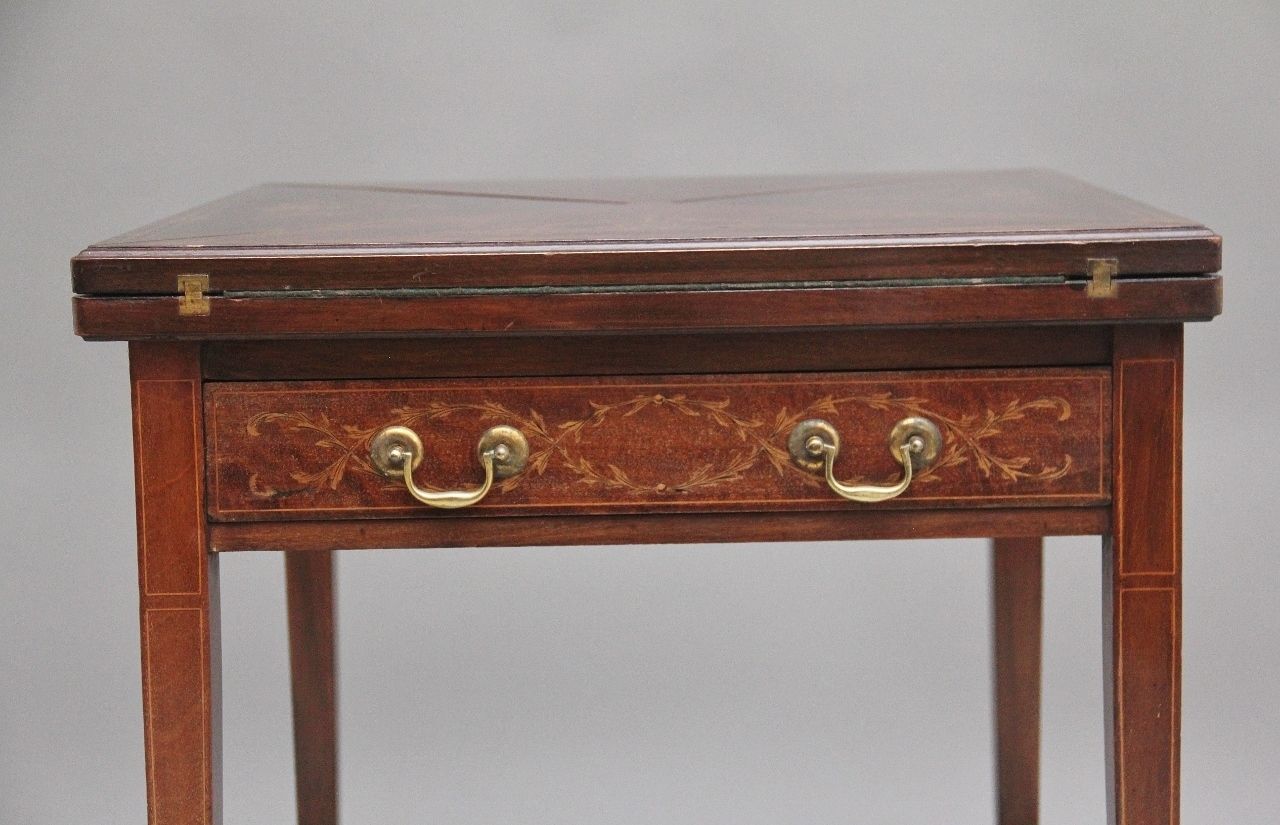 Furniture Early 20th Century Mahogany And Inlaid Card Table photo