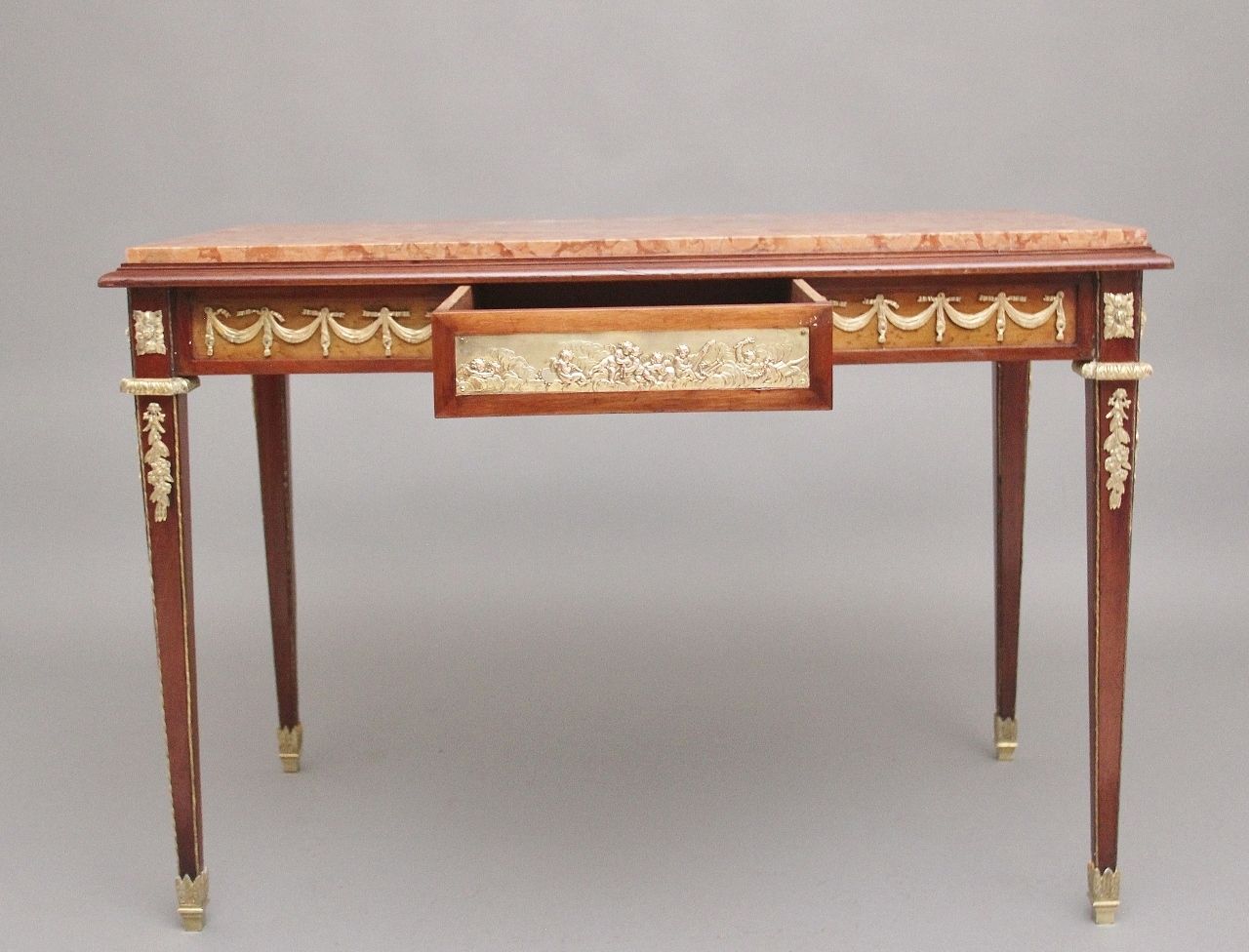 19th Century French Mahogany And Marble Top Centre Table photo furniture