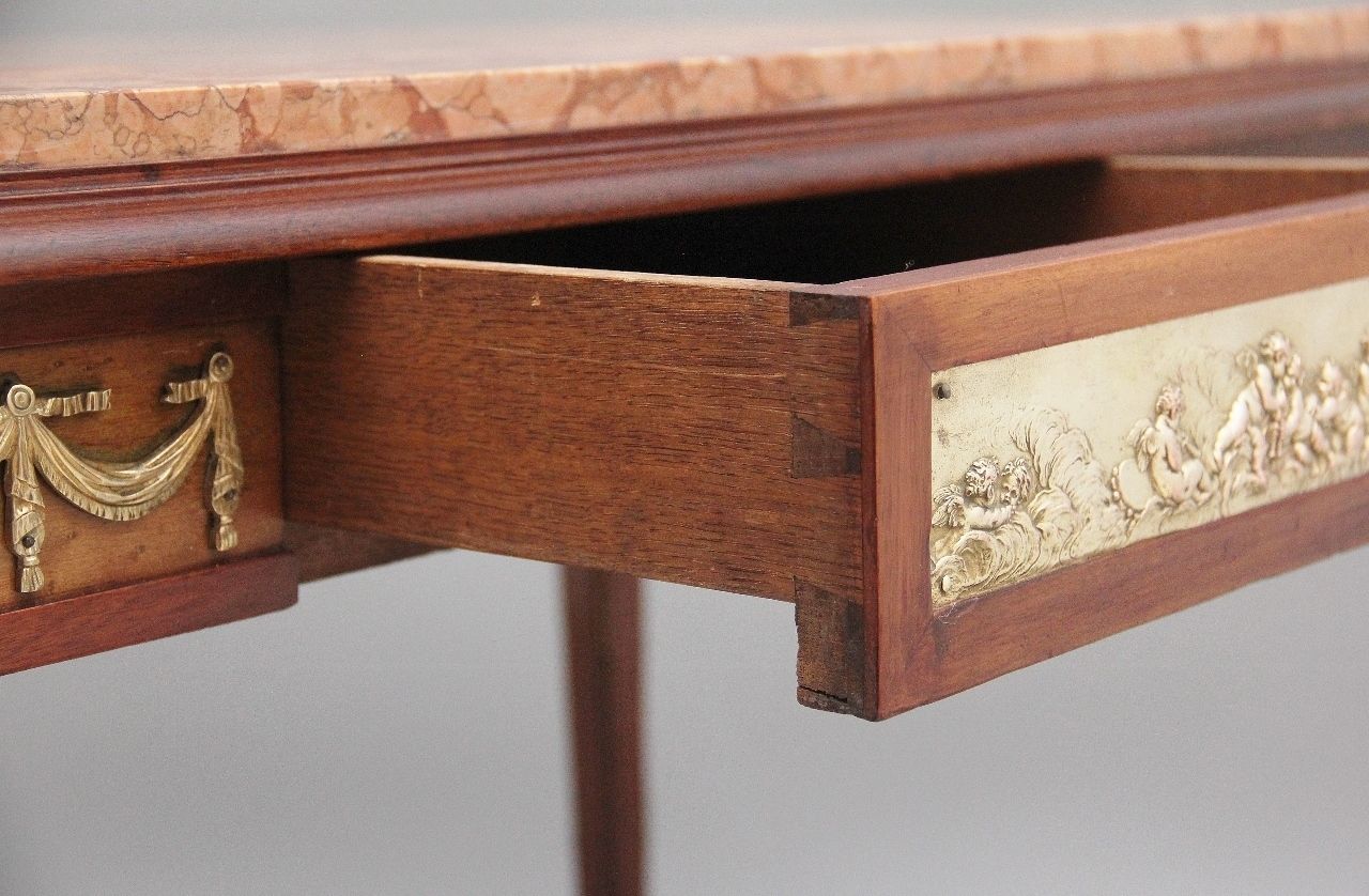 photo buy 19th Century French Mahogany And Marble Top Centre Table