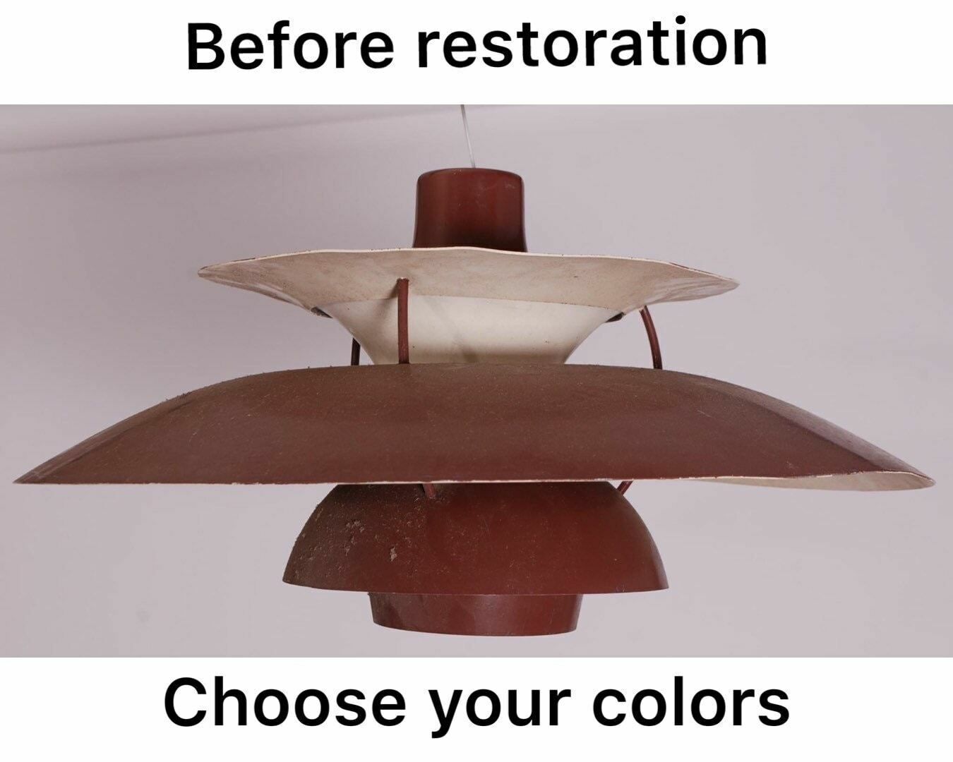 Red 80s Louis Poulsen Ph5 | Vintage Pendant Lamp From Denmark 1980s | Rewired And Repainted photo vintage