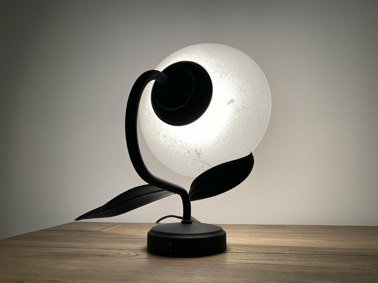 Mid Century Wall Lamp / Table Light | Made From Metal And Glass | Dutch Design Lamp With Leaves photo furniture