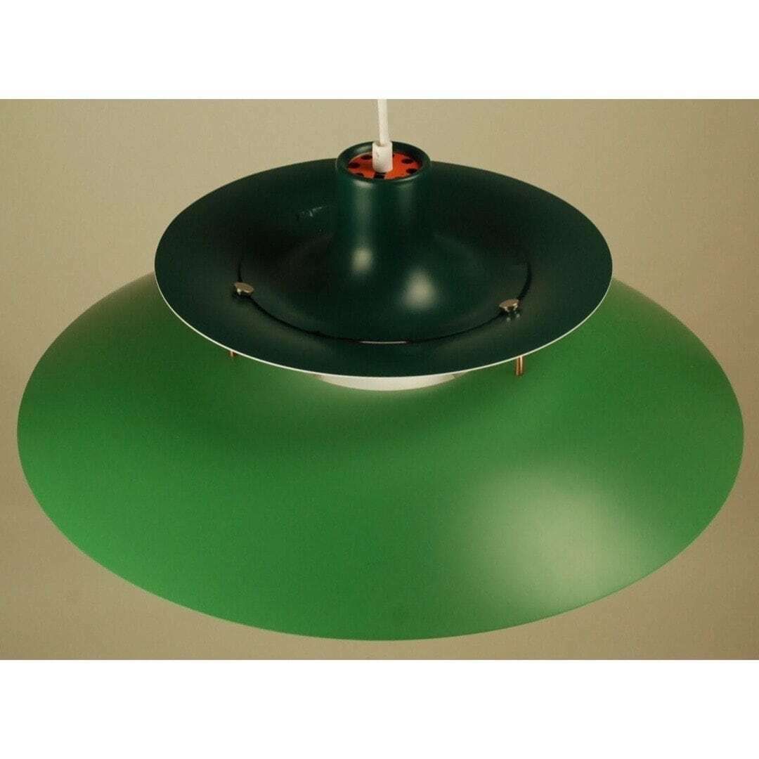 Louis Poulsen Ph5 Pendant Light | Vintage 1970's 'Shades Of Green With Orange & Copper Spacers’ photo for sale