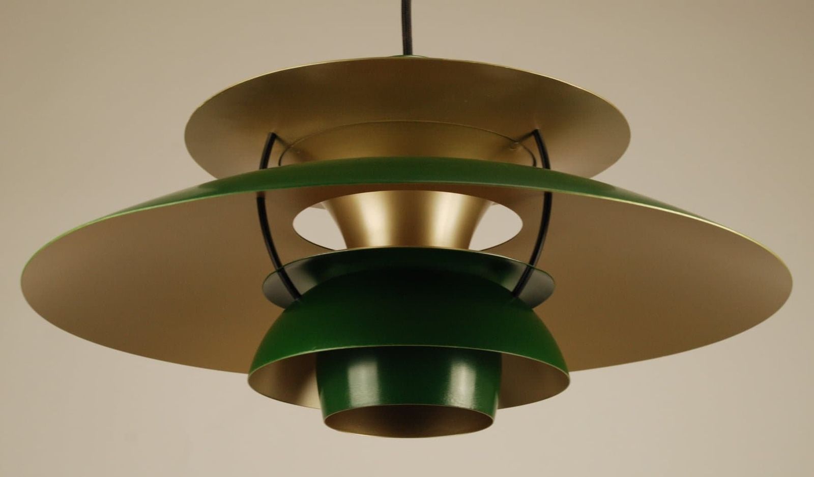 Louis Poulsen Lamp   Restored Green/Gold Professional Painted photo vinterior