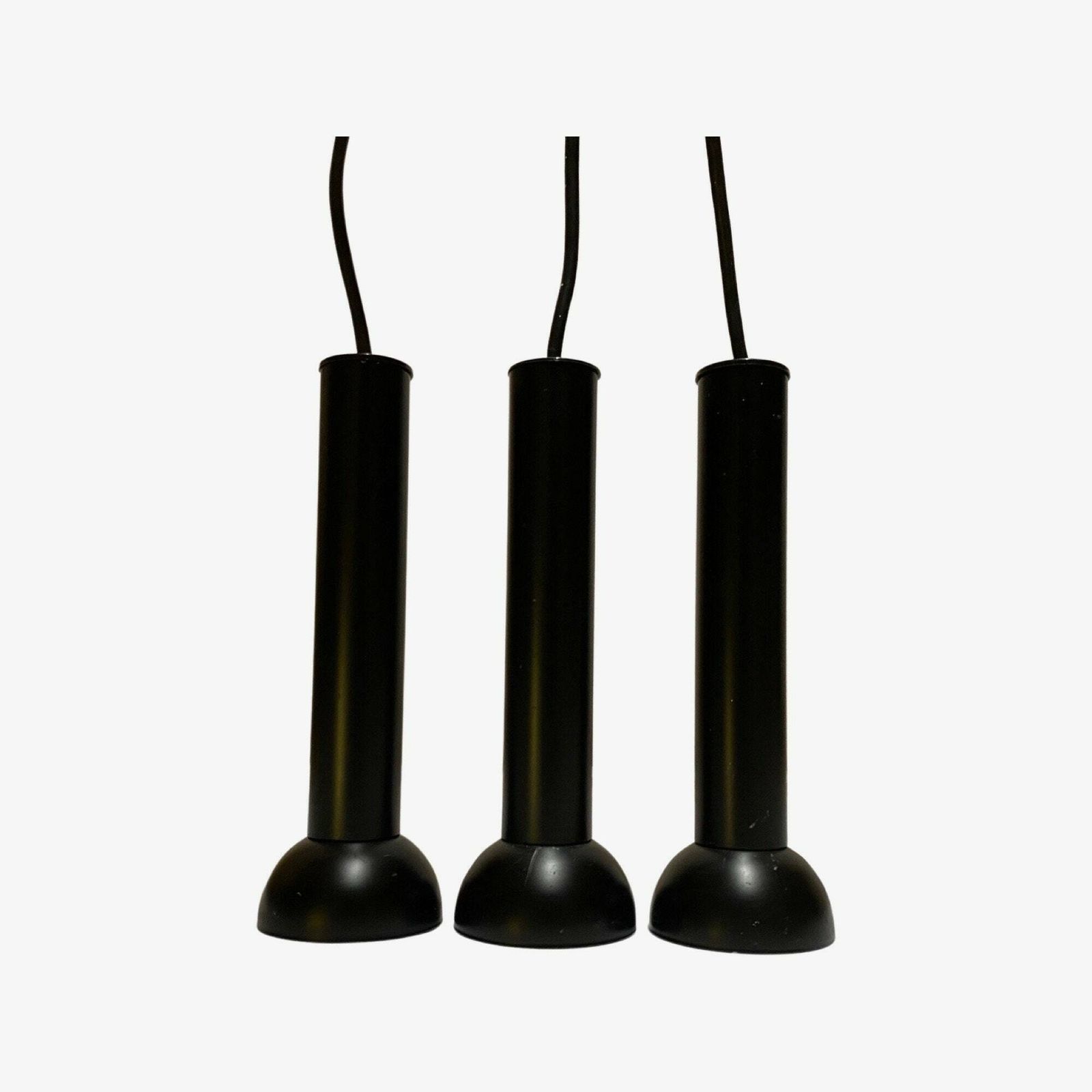 Set Of 3 Black Pendants From The Danish Company Lyfa Model Paris Made In The 1980s | Danish Mid Century Modern Design | Srt Of 3 Pendants