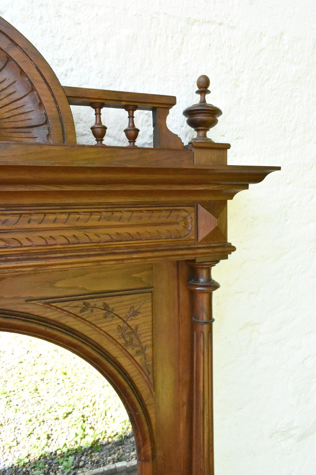 Large French Oak Overmantel Mirror Henri II photo vintage