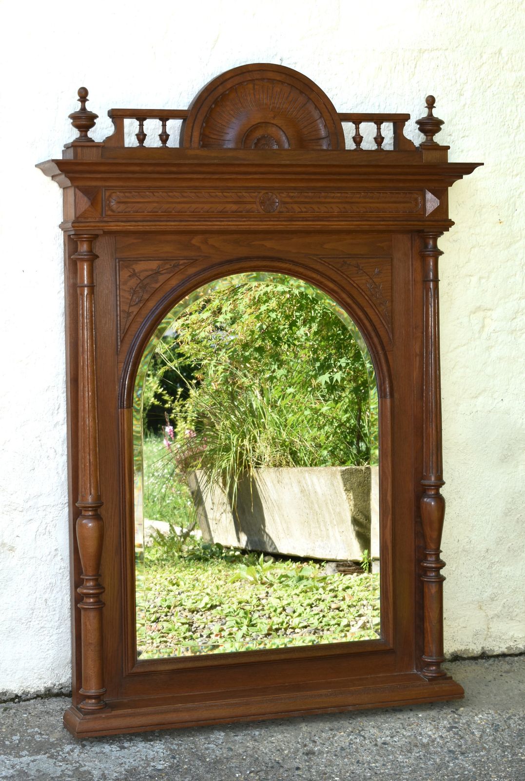 Large French Oak Overmantel Mirror Henri II photo for sale