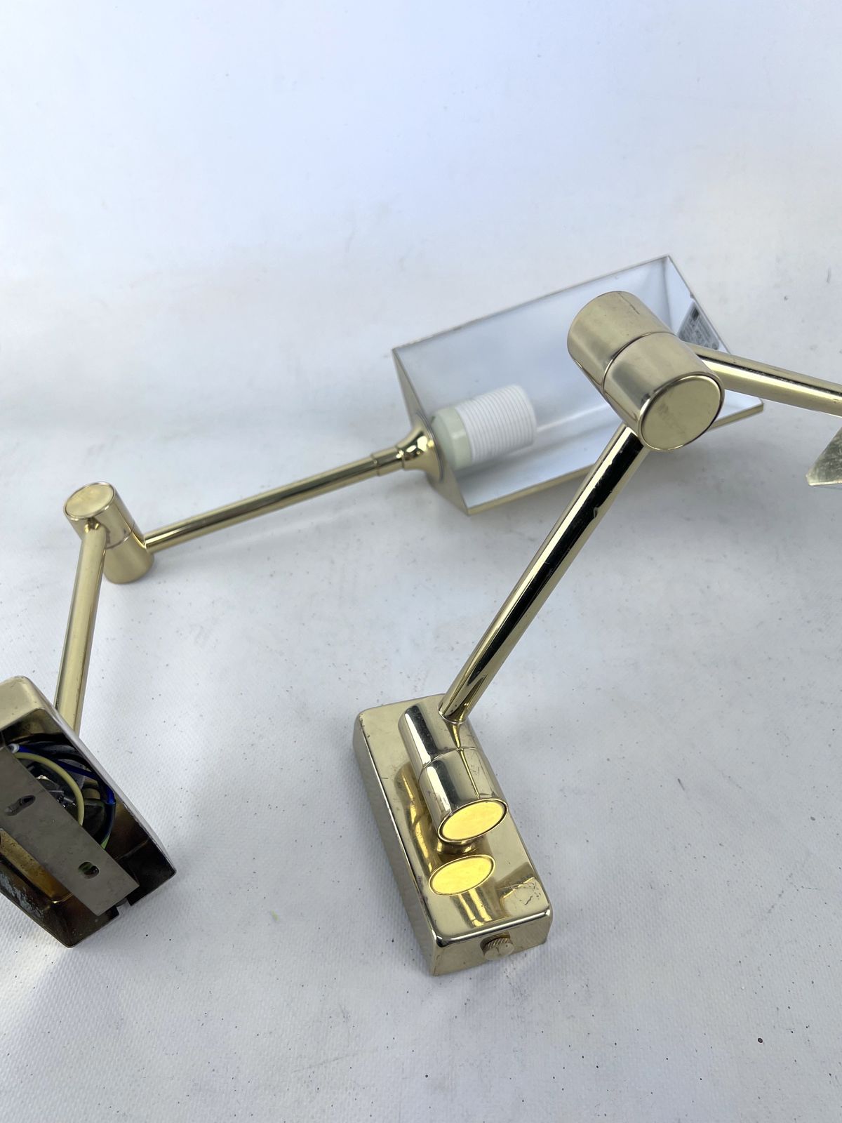 Postmodern Pair Of Articulated Brass Wall Lamps By Baulmann Leuchten. Germany 1980s photo 1417.0