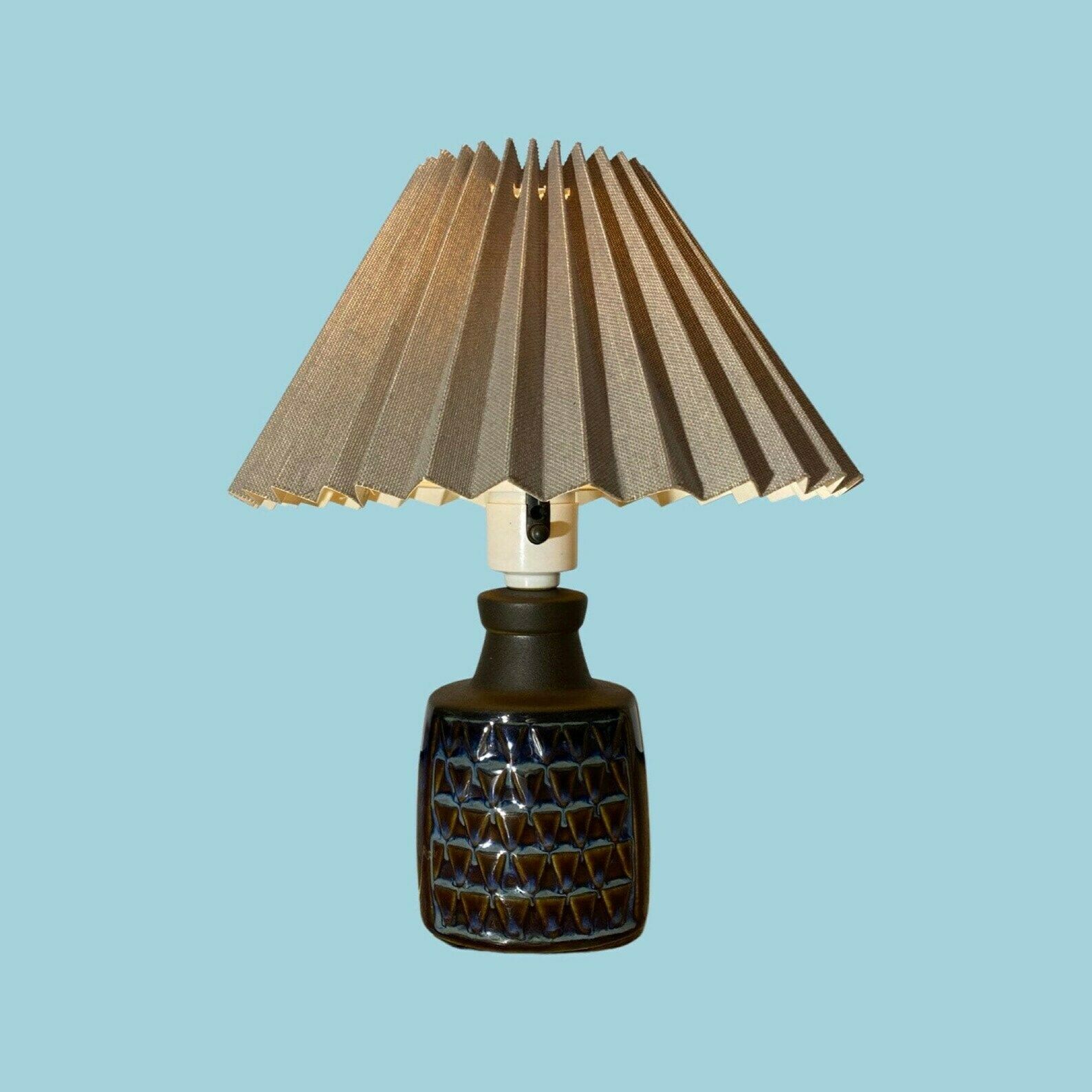 Blue/Brown Søholm Stentoi Table Lamp | Vintage Pottery   Danish Design Ceramic Pottery   Retro Soholm Scandinavian Retro Lighting Blue Glaze