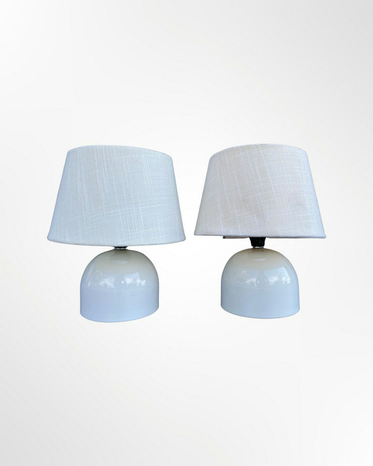 Set Of 2 Retro Danish Table Lights | Danish Vintage Deisgn | Mid Century Designer Lighting | Set White Scandinavian Desk Lamps With Shade