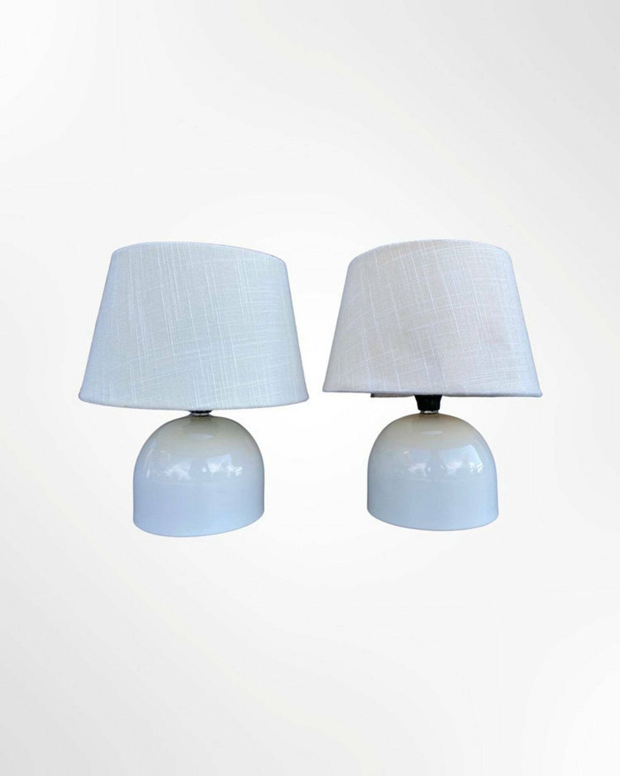 Set Of 2 Retro Danish Table Lights | Danish Vintage Deisgn | Mid Century Designer Lighting | Set White Scandinavian Desk Lamps With Shade photo Lighting