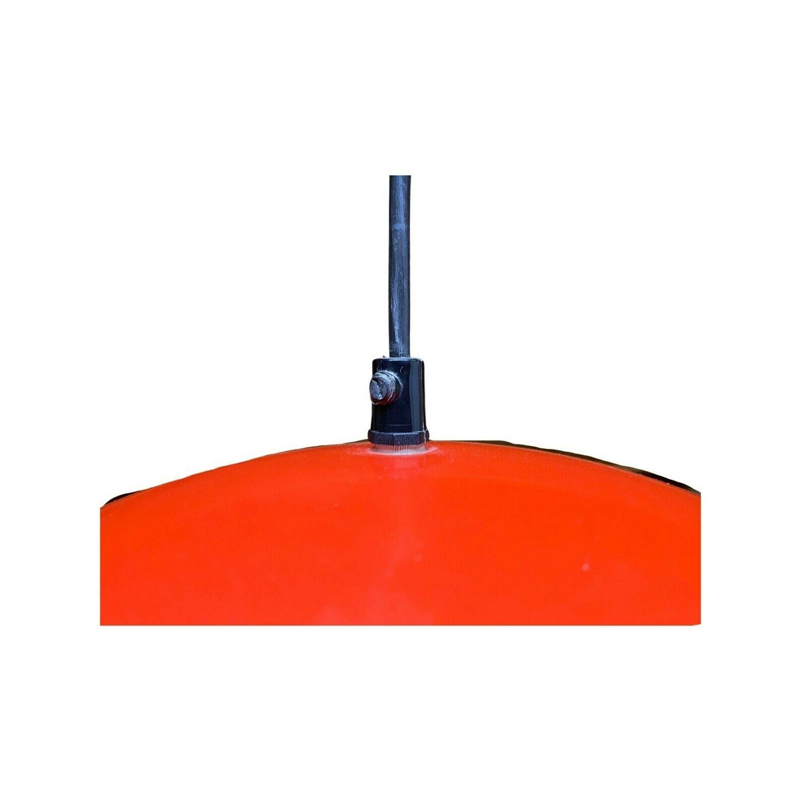 Red Retro Swedish Hanging Light | Enamel Designer Lamp Produced By Hemi In Sweden, 1960s | Scandinavian Modern Lightin photo 194.0