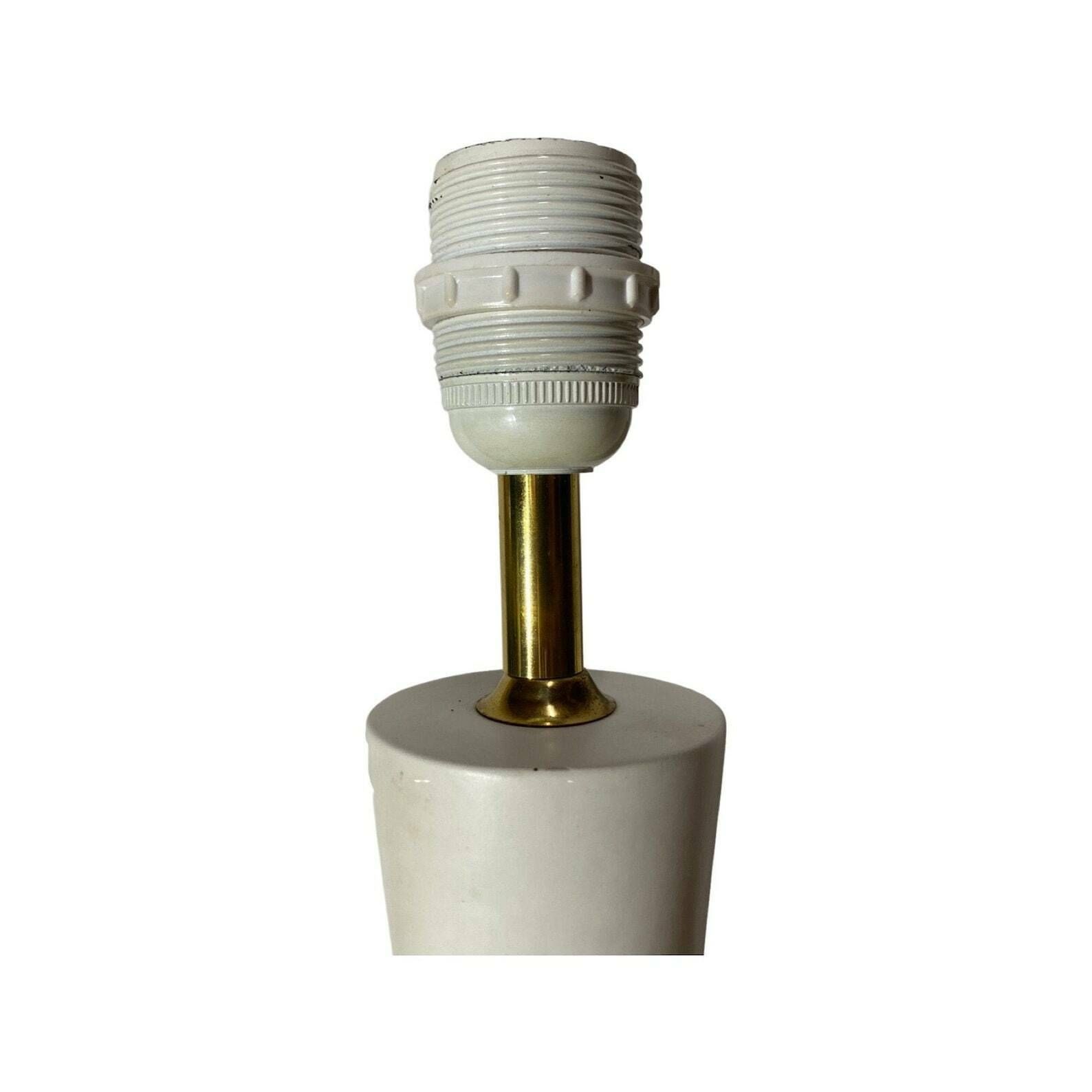 60s Ceramic/Brass Table Light From Lyskilde Denmark | Vintage Lyskilde Designer Table Lamp With White Ceramic Base & Brass Neck | White/Gold photo buy