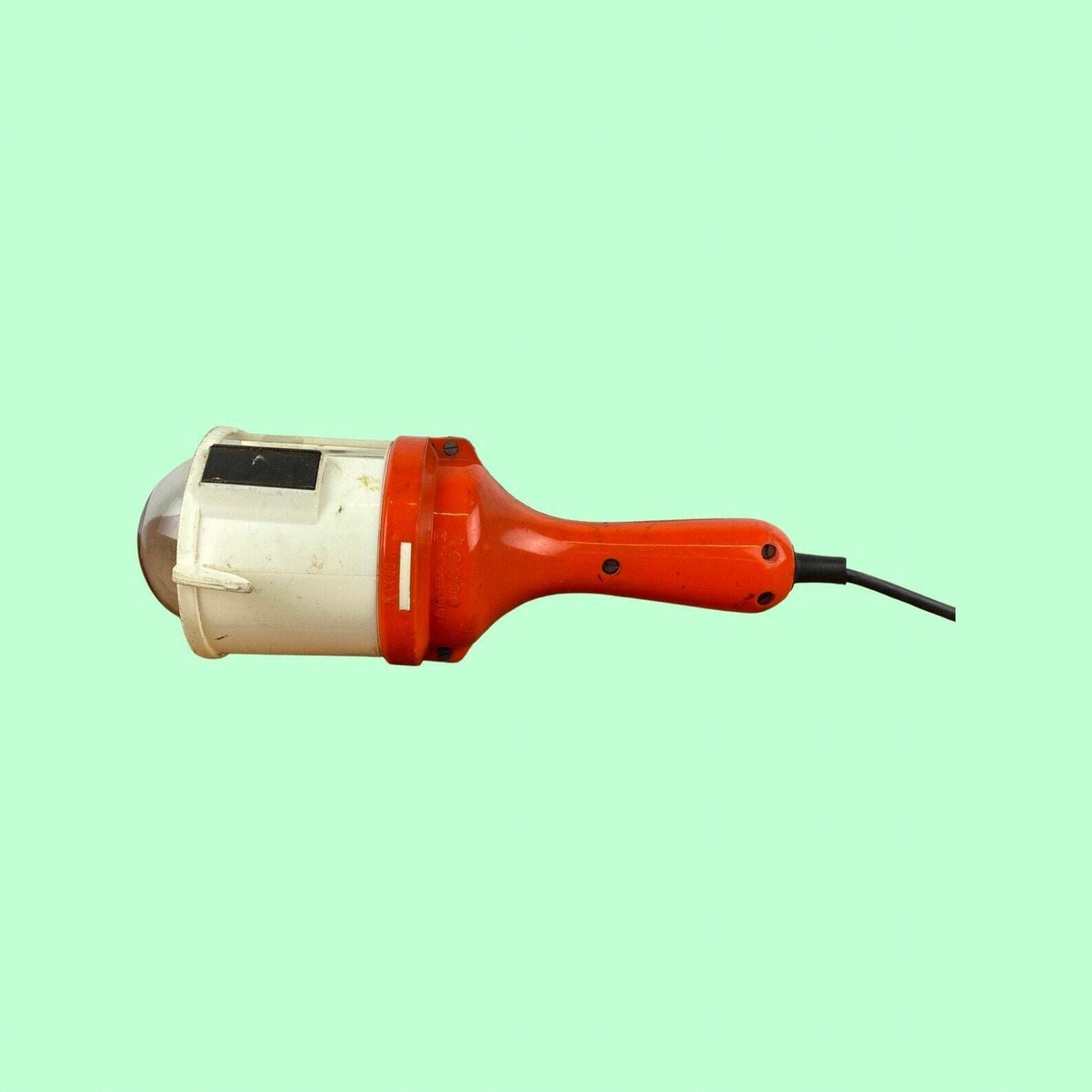 Portable Retro Lamp Frandsen Denmark | Danish Design From The Mid Century | Retro Orange Running Light In Good Condition | With Glass Shade photo 116.0