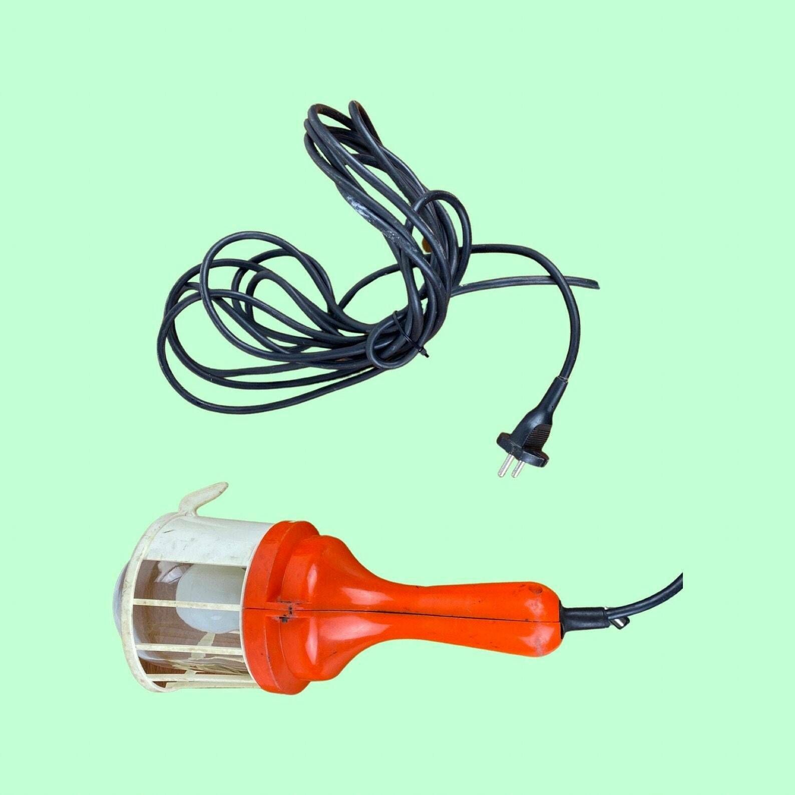 photo for sale Portable Retro Lamp Frandsen Denmark | Danish Design From The Mid Century | Retro Orange Running Light In Good Condition | With Glass Shade