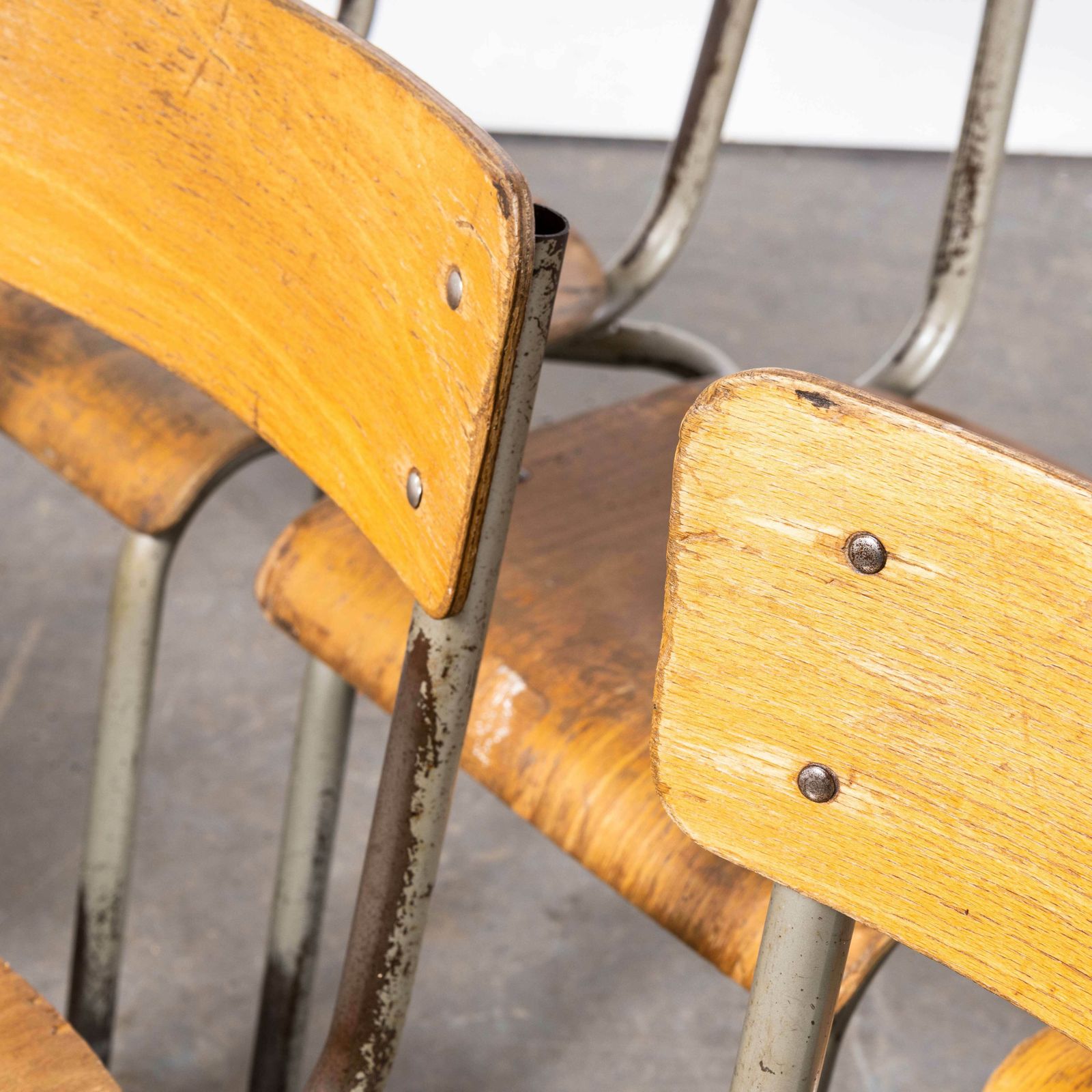 1950’s French Mullca Stacking Dining Chair – Grey Model 511 – Set Of Six photo 489.6