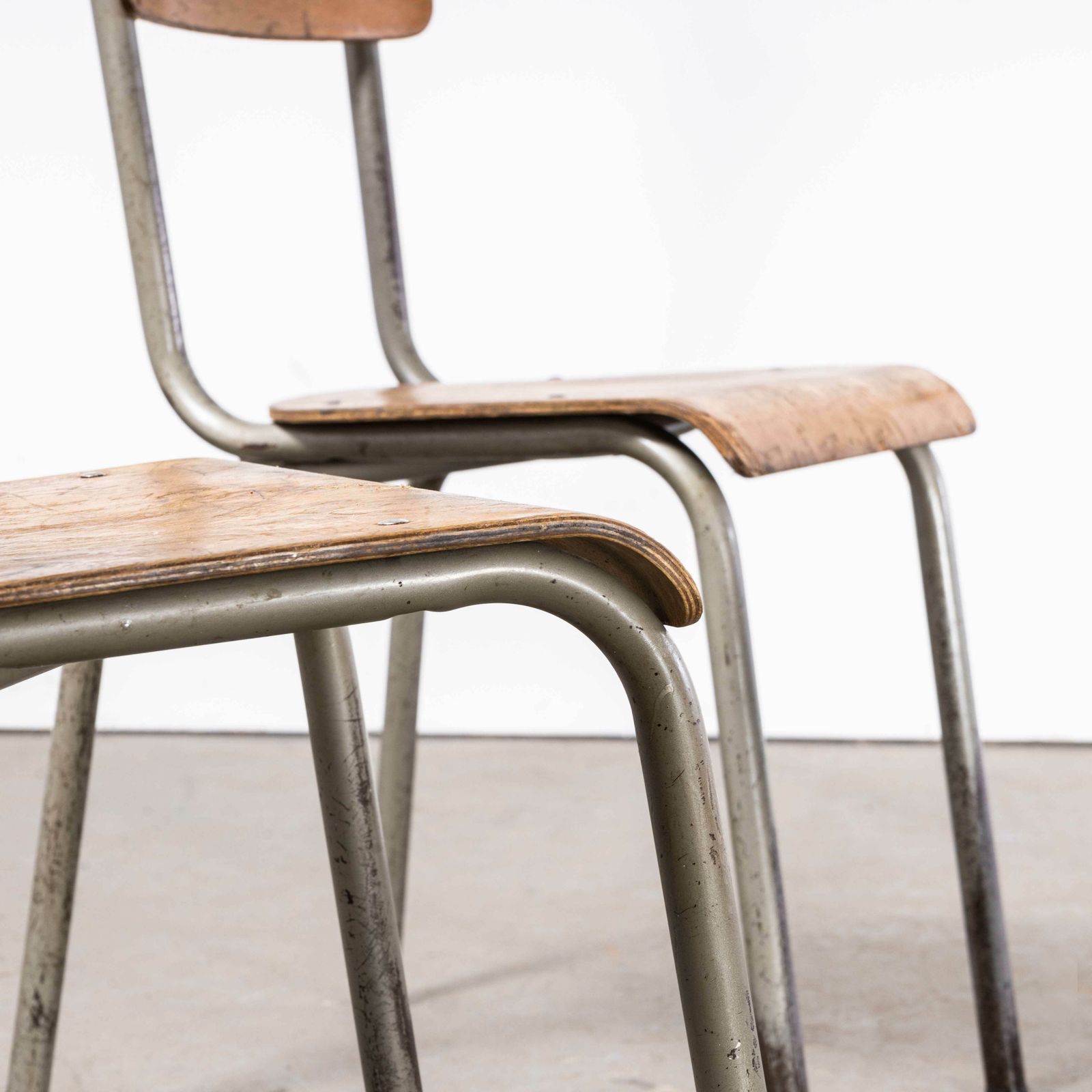 1950’s French Mullca Stacking Dining Chair – Grey Model 511 – Set Of Four photo furniture
