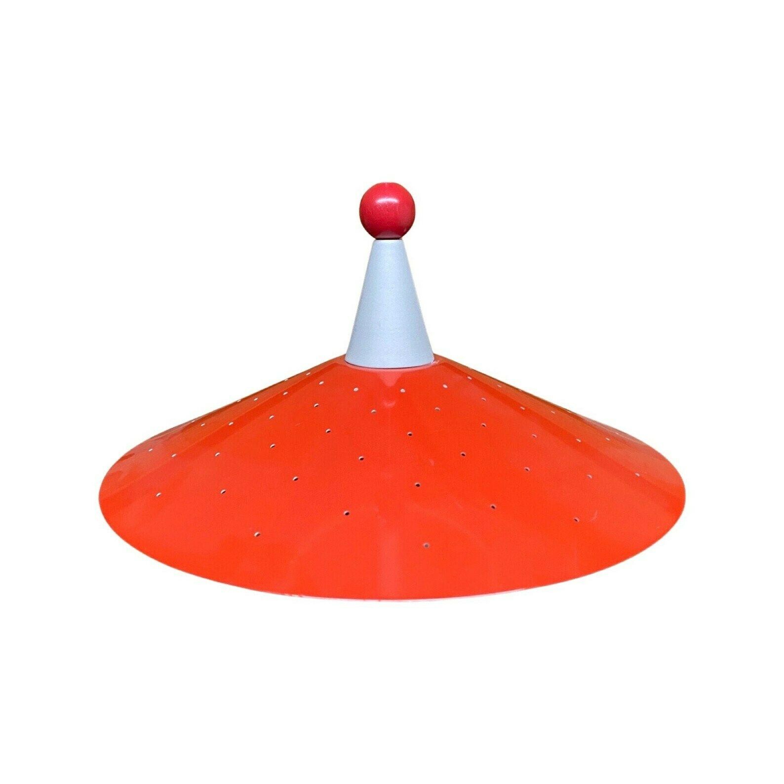 Retro Red Designer Pendant Light | Metal Hanging Vintage Designer Lamp From The Mid Century | Good Condition, 1960s photo buy