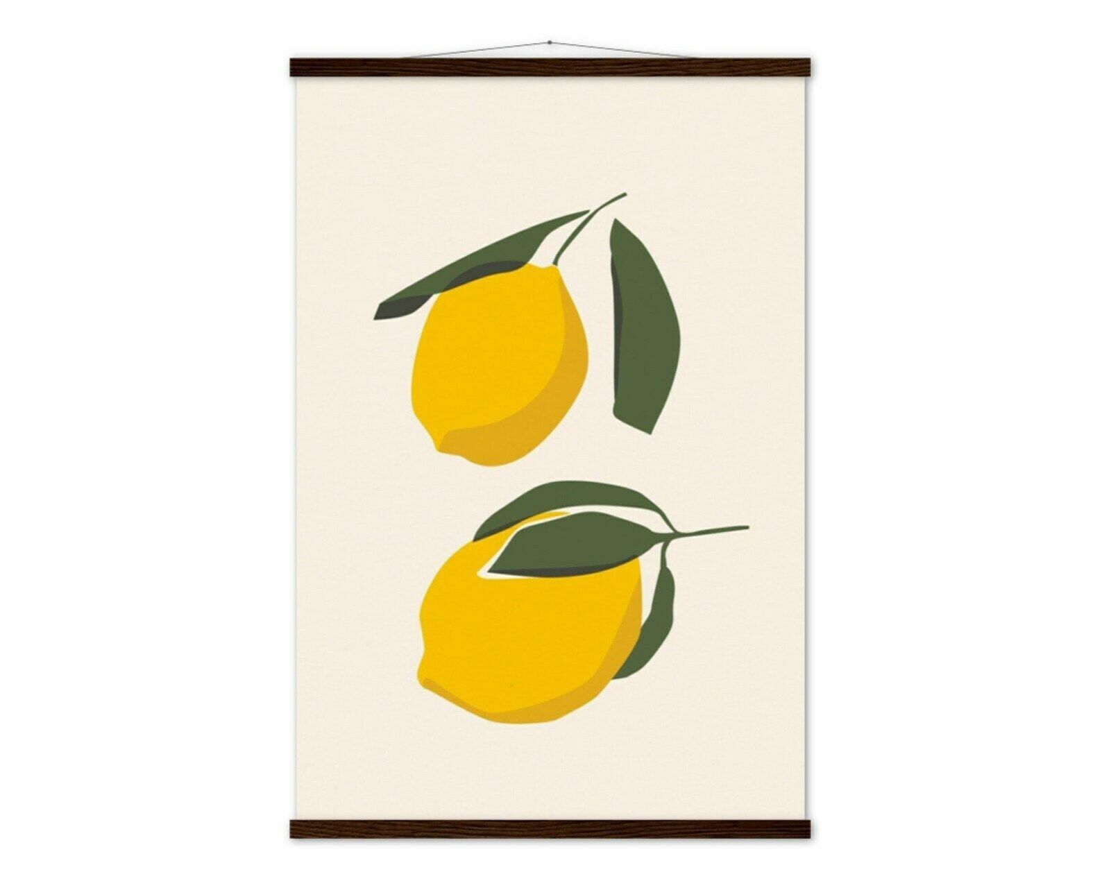 Vintage Lemon Poster With Magnet Hangers | Vintage Mid Century Style Poster With Lemons