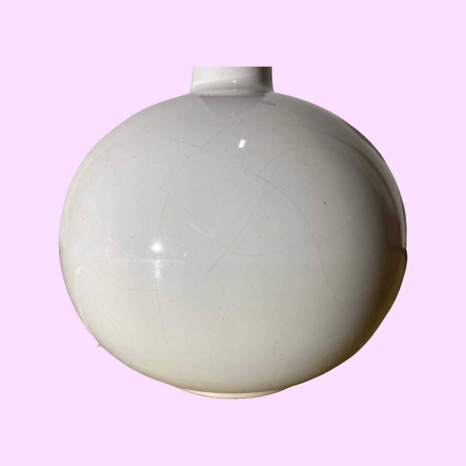 White Vintage Danish Ball Shaped Desk Light | Scandinavian Table Lamp From The Mid Century Made In Denmark | White Ceramic Pottery Lighting photo Lighting