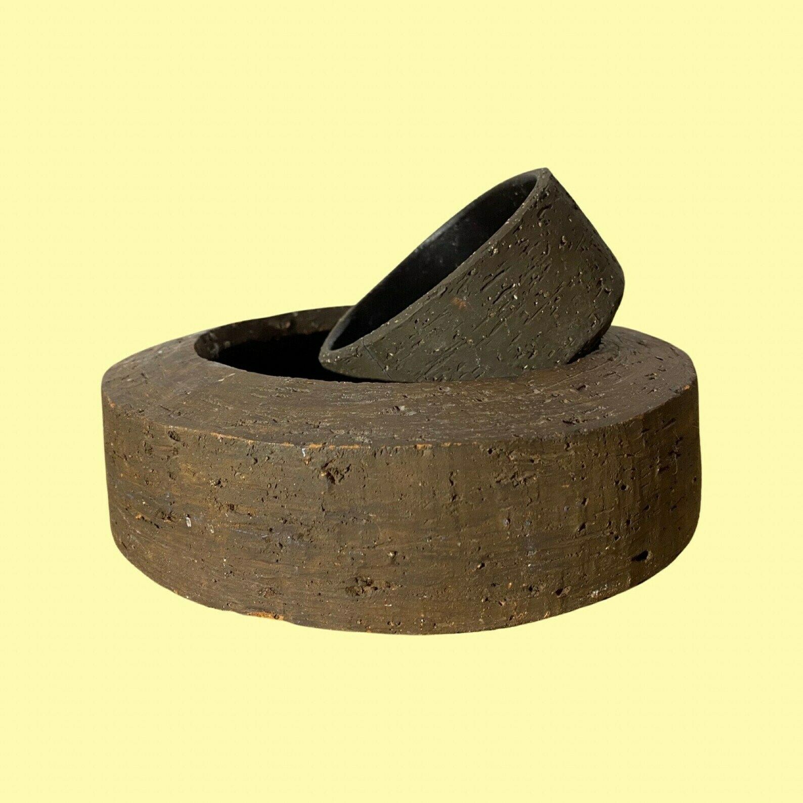 Set Of 2 Handmade Ceramic Vintage Bowls | Made By 'Freddy Kunsthøjskolen Holbæk In 1966' | Retro Handmade Scandinavian Ceramic Pottery Bowl photo furniture
