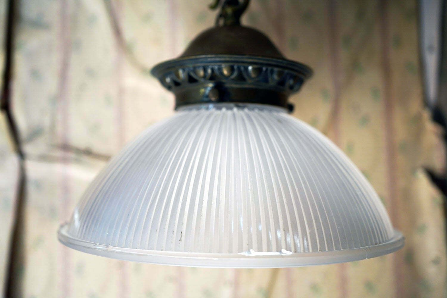 An Early 20thc Holophane Prismatic Glass Pendant Light C.1913 photo Lighting