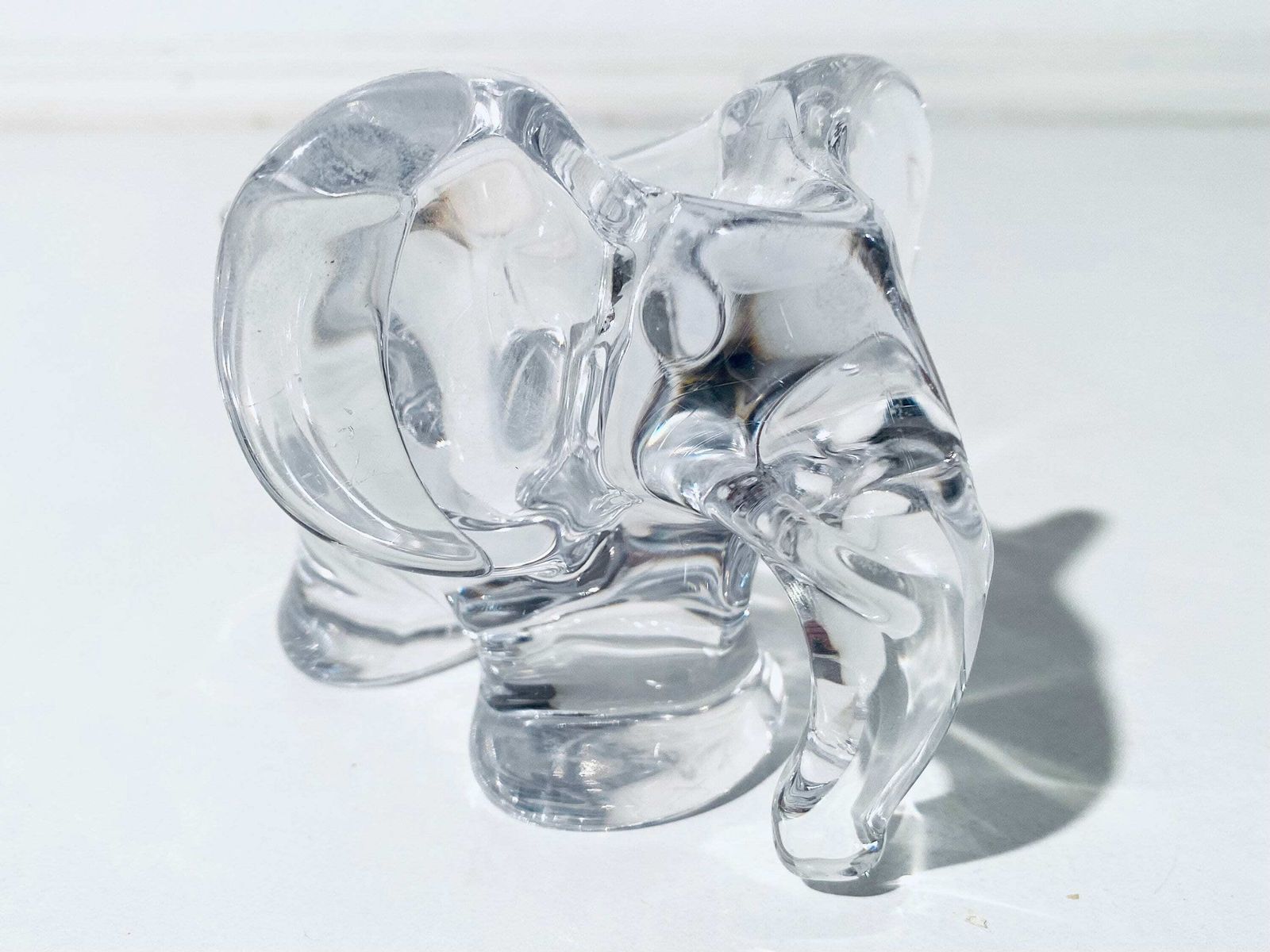Vintage Art Vannes Crystal Glass Elephant Ashtray / Mid Century France photo Home Decor