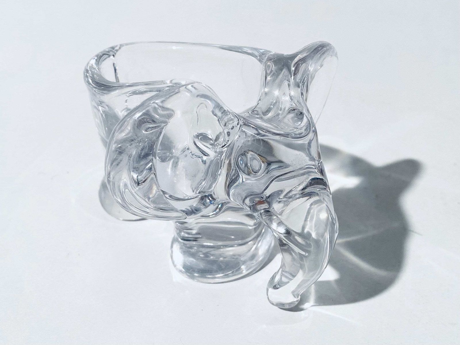 Vintage Art Vannes Crystal Glass Elephant Ashtray / Mid Century France photo buy