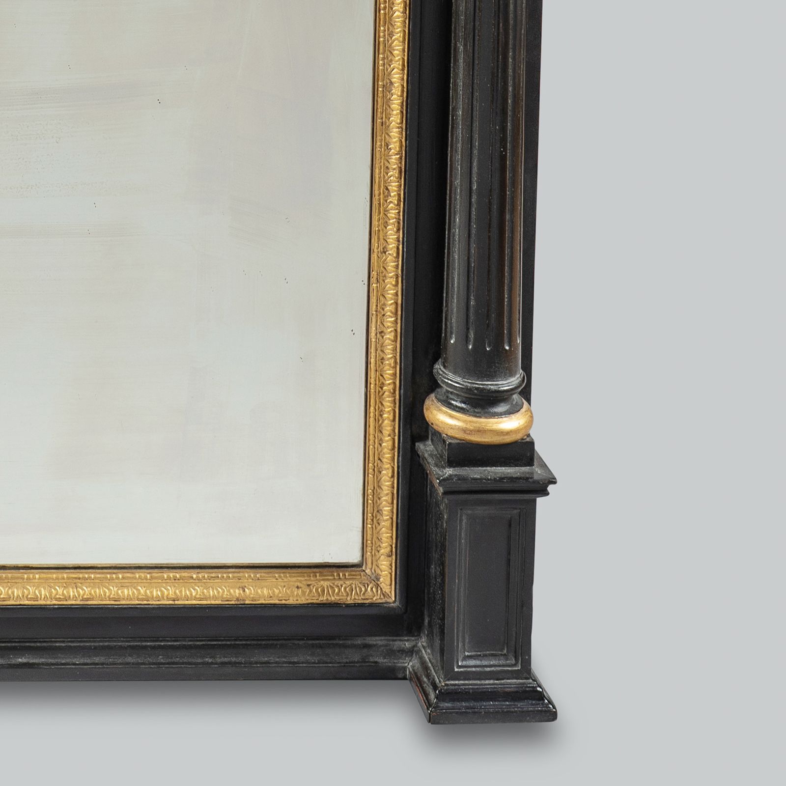 Large 19th Century Victorian English Ebonised And Gilt Overmantle Mirror photo 3300.0