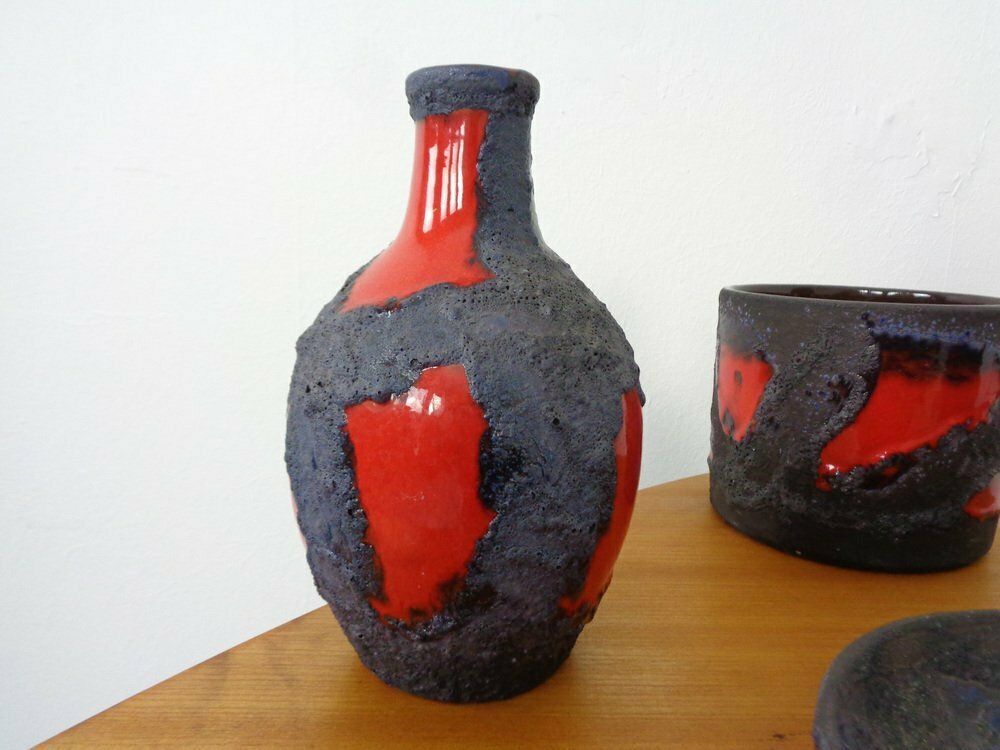 photo for sale Lava Ceramic Marei Vases, Bowl & Planter, 1970s, Set Of 4
