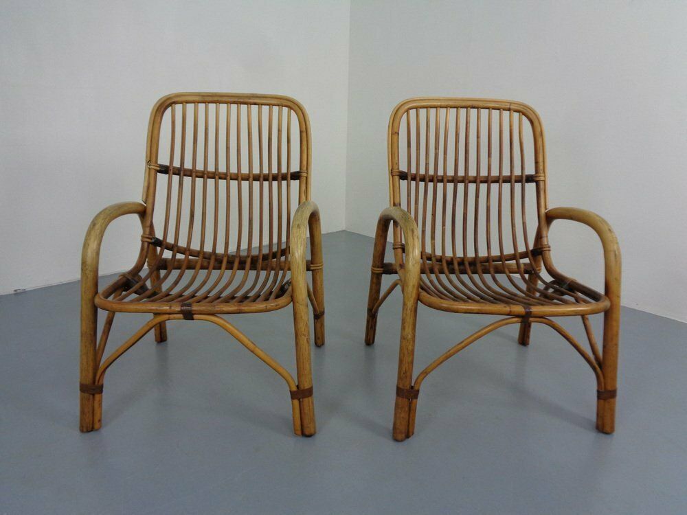 Italian Bamboo Armchairs, 1970s, Set Of 2 photo for sale