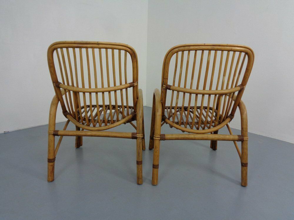 Italian Bamboo Armchairs, 1970s, Set Of 2 photo vintage
