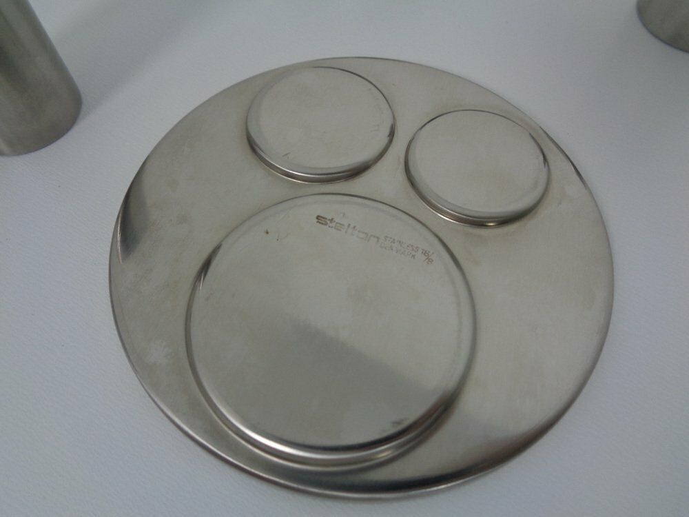Cylinda Trays And Jug With Salt And Pepper Shaker By Arne Jacobsen For Stelton, 1960s, Set Of 7 photo vinterior