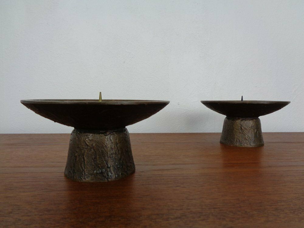 Brutalist Bronze Candleholders, 1960s, Set Of 2 photo furniture
