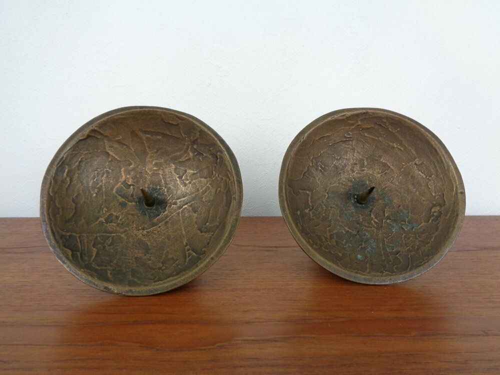 photo for sale Brutalist Bronze Candleholders, 1960s, Set Of 2