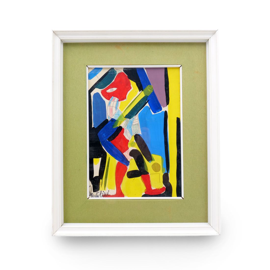 Mixed Technique Painting On Masonite By Aldo Gentilini, 1970s