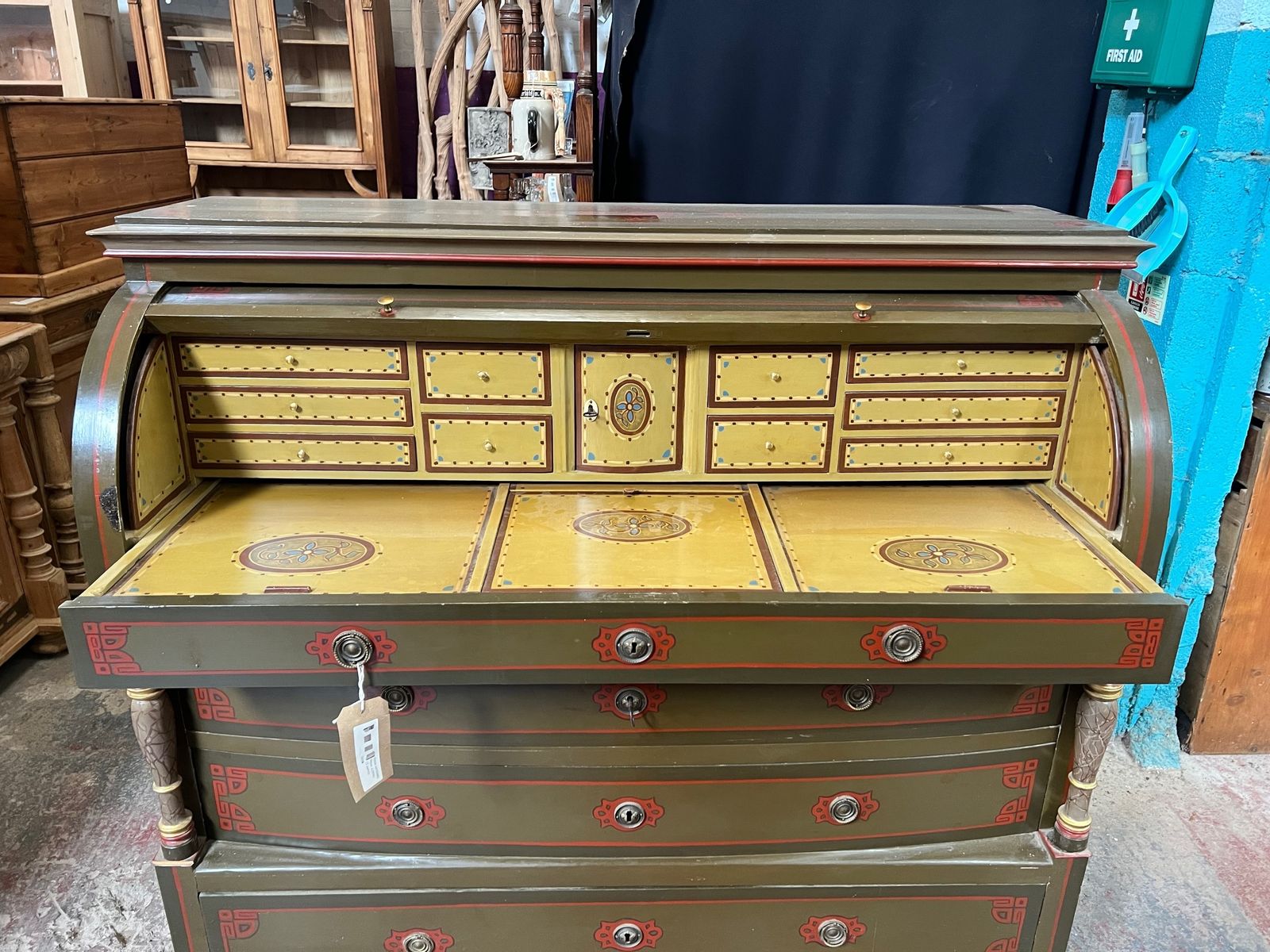 Danish Antique Pine Desk Ref 9040 C1900 With Fantastic Paint! photo for sale