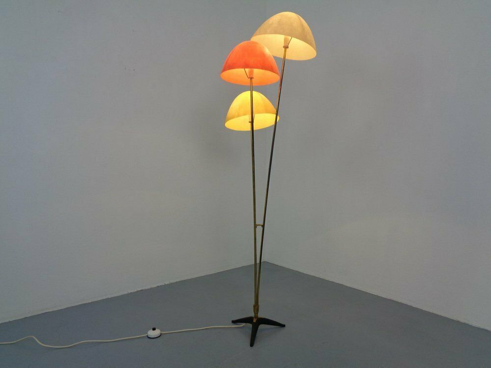 Italian Glass Fiber & Brass Floor Lamp, 1950s photo vinterior