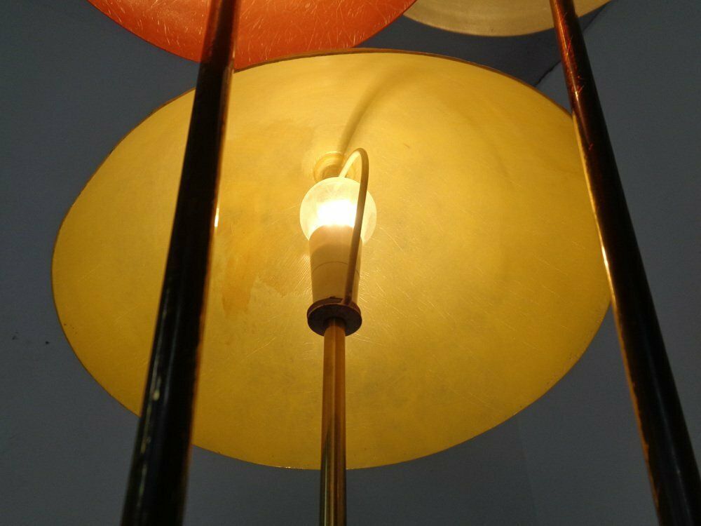 photo vintage Italian Glass Fiber & Brass Floor Lamp, 1950s