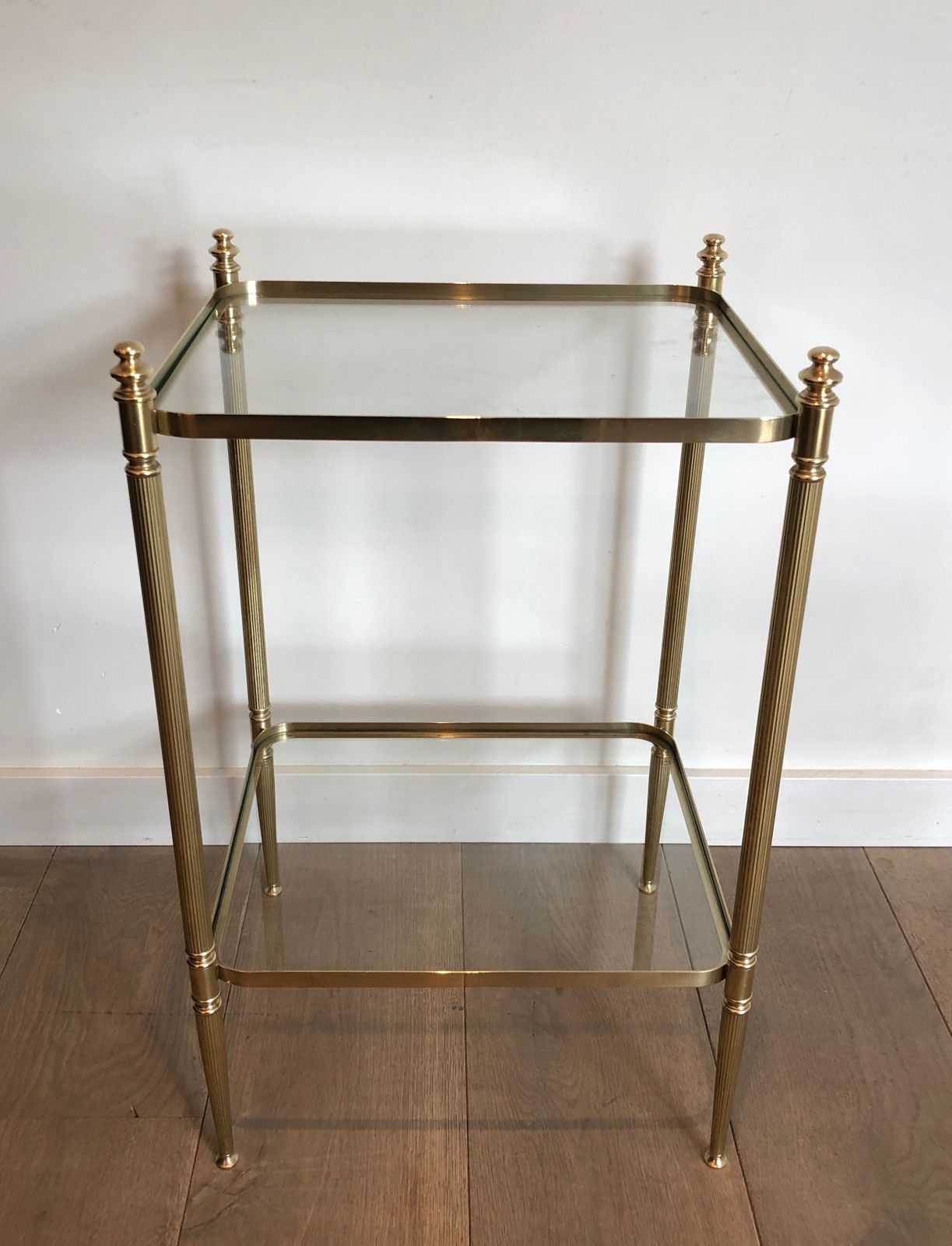 Pair Of Neoclassical Style Brass Side Tables In The Style Of Maison Jansen photo 2850.0