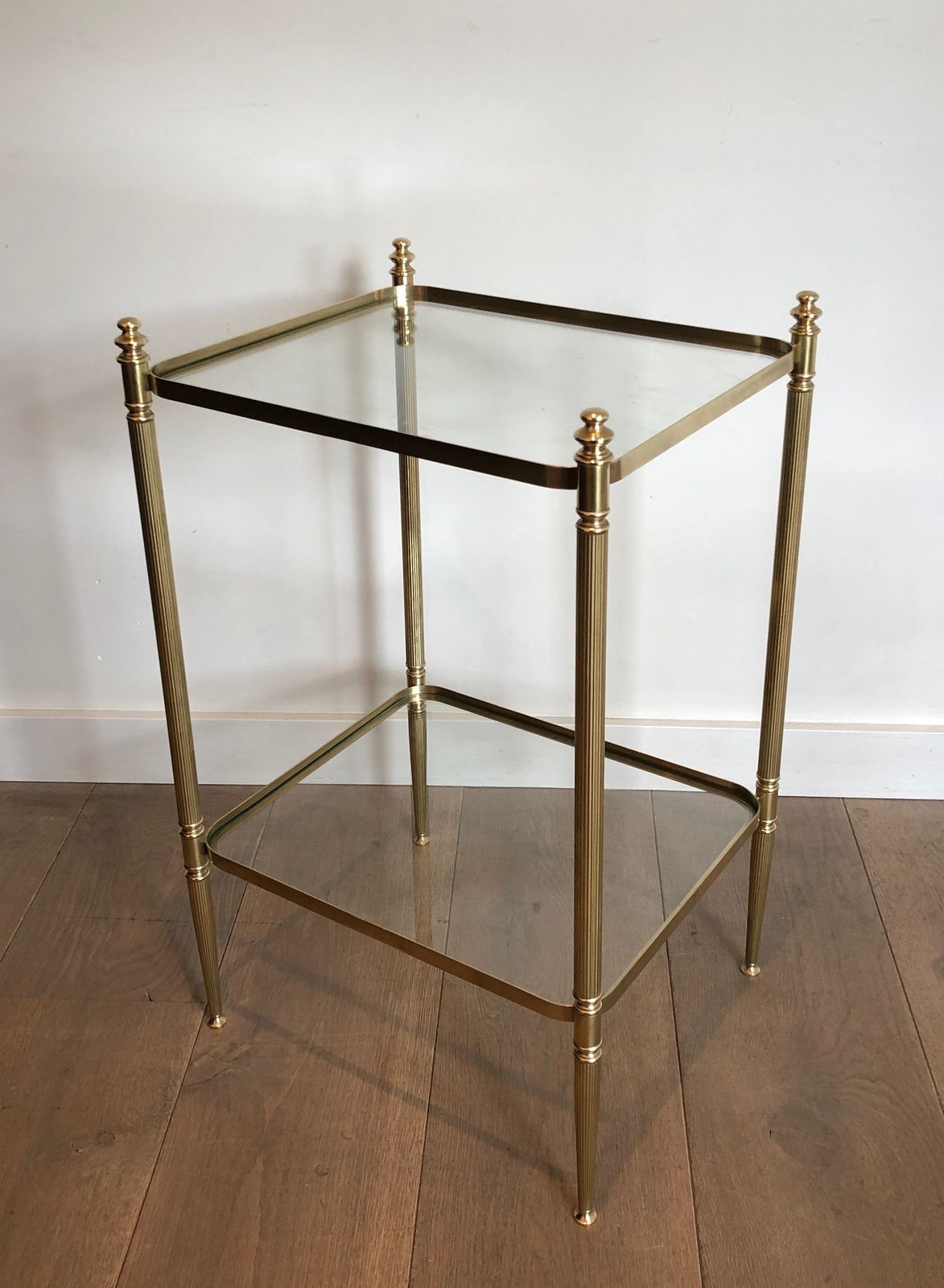 Pair Of Neoclassical Style Brass Side Tables In The Style Of Maison Jansen photo vinterior