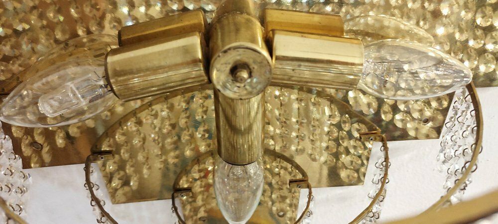 Crystal Wall Lamps. France, 1970s. Set Of 2 photo buy