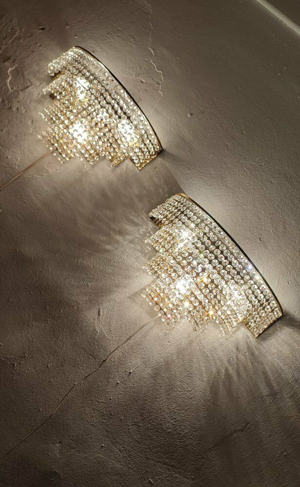 photo vintage Crystal Wall Lamps. France, 1970s. Set Of 2